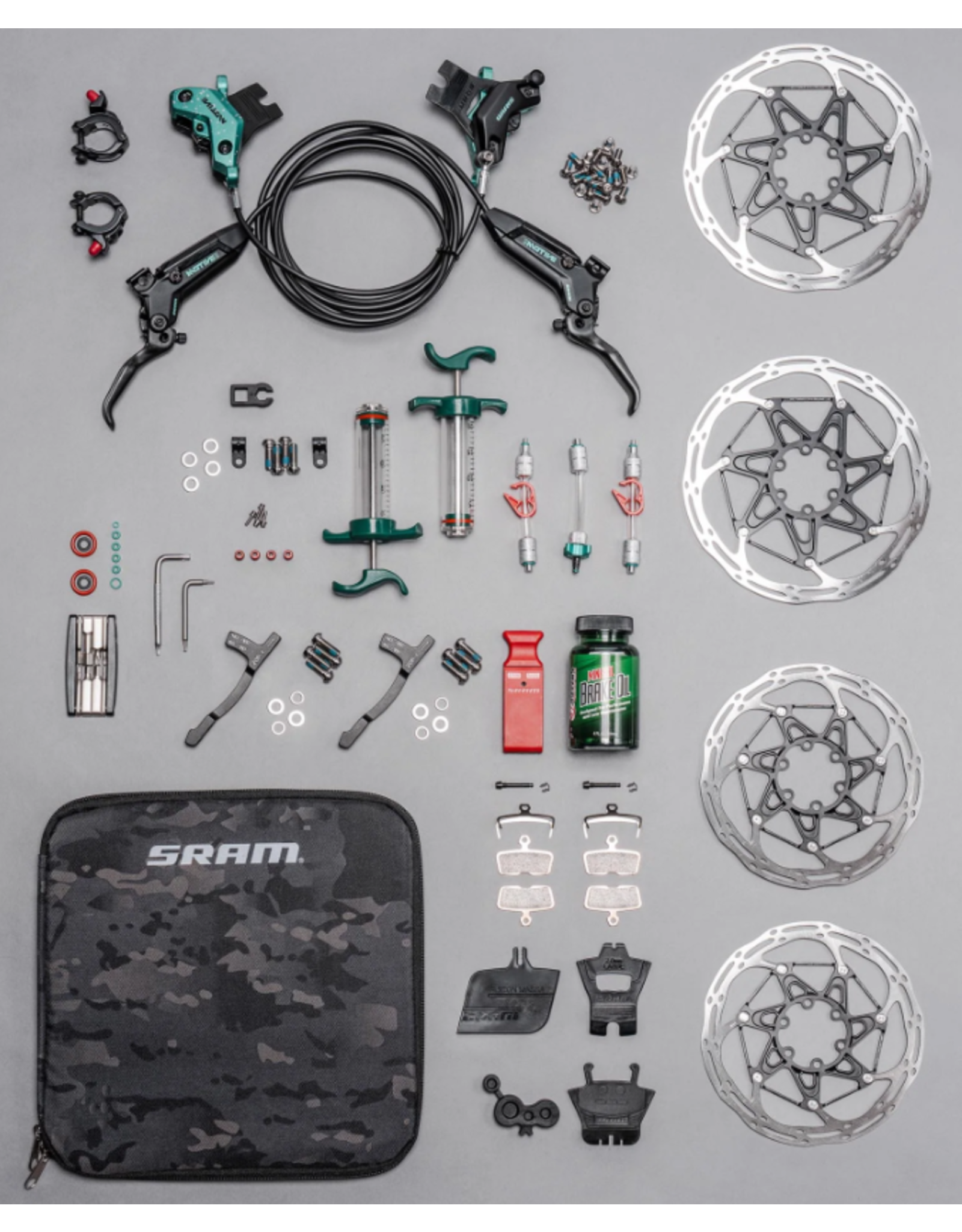 SRAM SRAM, Motive Ultimate Expert Kit, MTB Hydraulic Disc Brake, Pair, Post mount, Teal Splatter, A1