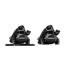 Shimano Shimano BR-RS305 Front & Rear Flat-Mount Disc Brake Caliper Set -  Resin Pads with Fins and Front Adaptor for 140/160mm Rotor