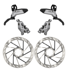 SRAM SRAM Motive Ultimate Brake Set - Front & Rear, Bearing Carbon Lever, Tool Free Reach, Bleeding Edge, includes MMX Clamps and (2) 180mm 6-Bolt Rotors, A1