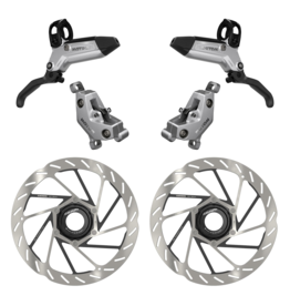 SRAM SRAM Motive Ultimate Brake Set - Front & Rear, Bearing Carbon Lever, Tool Free Reach, Bleeding Edge, includes MMX Clamps and (2) 180mm Centerlock Rotors, A1