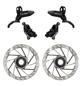 SRAM SRAM Motive Silver Brake Set - Front & Rear, Bearing Lever, Tool Free Reach, Bleeding Edge, includes MMX Clamps and (2) 180mm Centerlock Rotors, A1