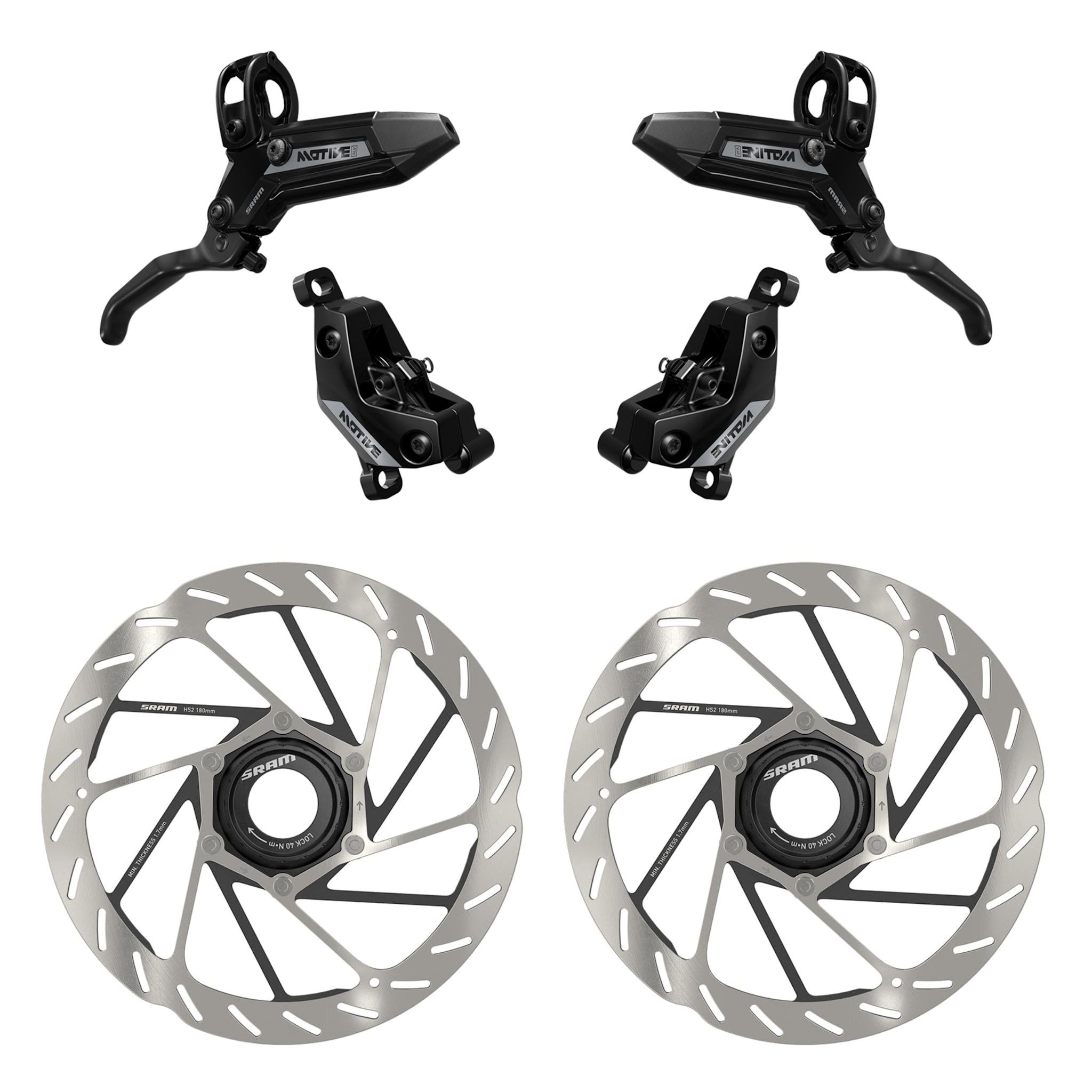SRAM Motive Silver Brake Set - Front & Rear, Bearing Lever, Tool Free ...