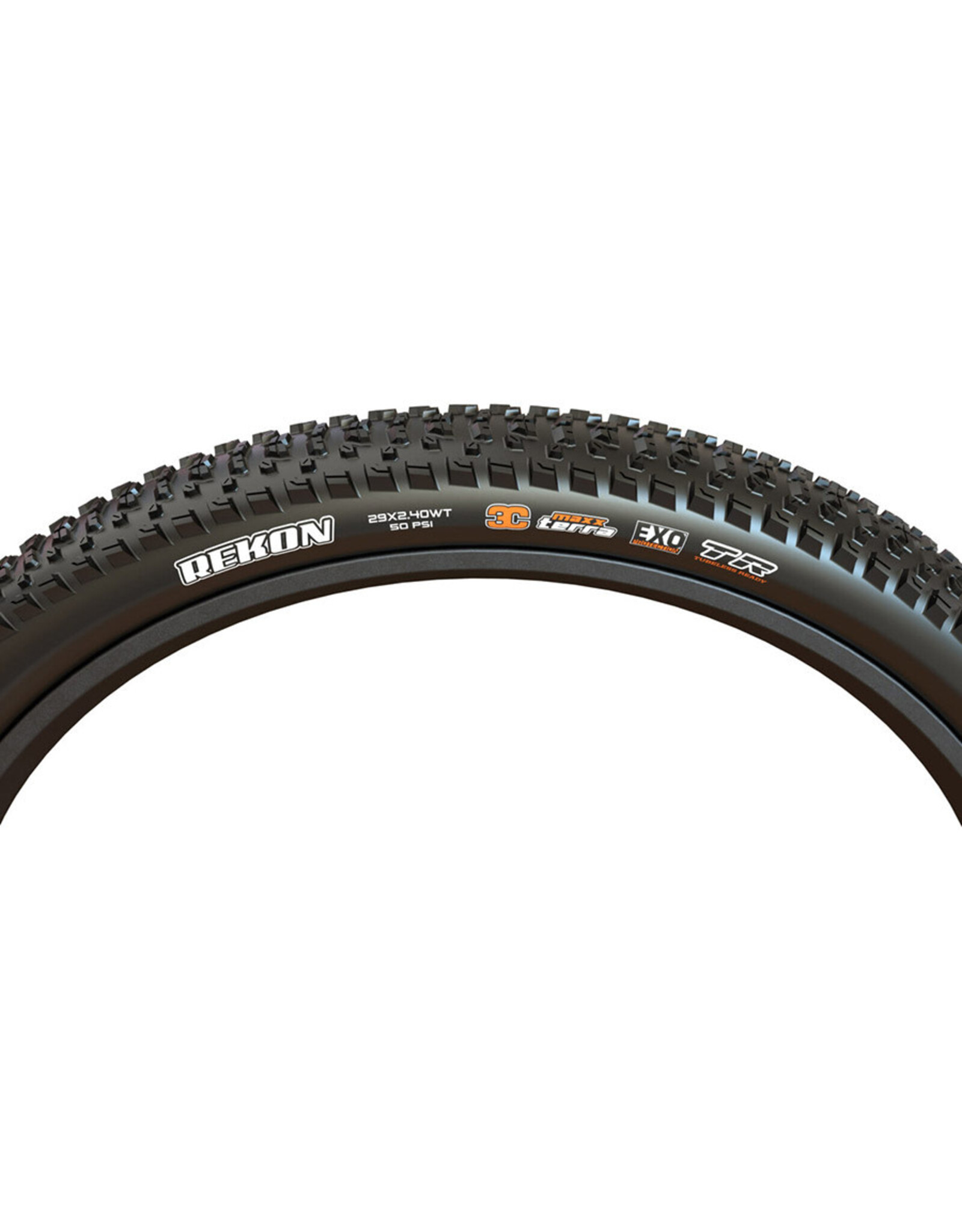Maxxis Tire Kit: (Qty 2) Maxxis, Rekon, Mountain Tire, 29''x2.40, Folding, Tubeless Ready, 3C Maxx Terra, EXO+, Wide Trail, 60TPI, Black