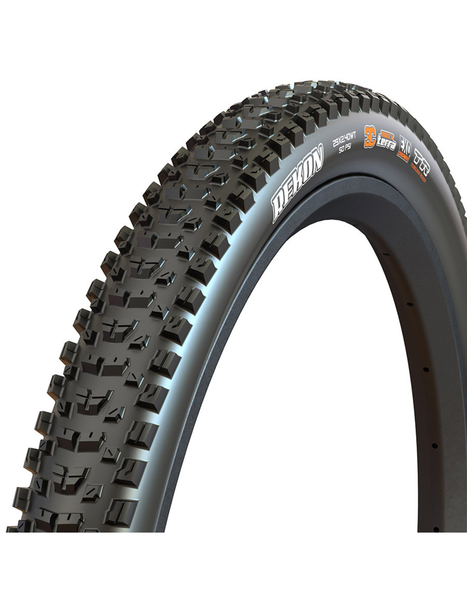 Maxxis Tire Kit: (Qty 2) Maxxis, Rekon, EXO+, Mountain Tire, 29''x2.40, Folding, Tubeless Ready, 3C Maxx Terra, EXO+, Wide Trail, 60TPI, Black