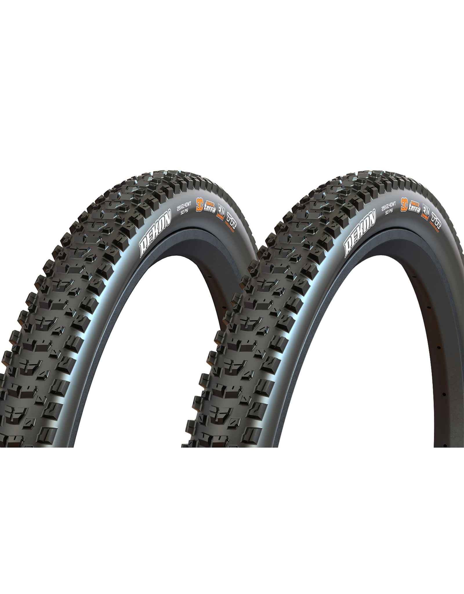 Maxxis Tire Kit: (Qty 2) Maxxis, Rekon, EXO+, Mountain Tire, 29''x2.40, Folding, Tubeless Ready, 3C Maxx Terra, EXO+, Wide Trail, 60TPI, Black