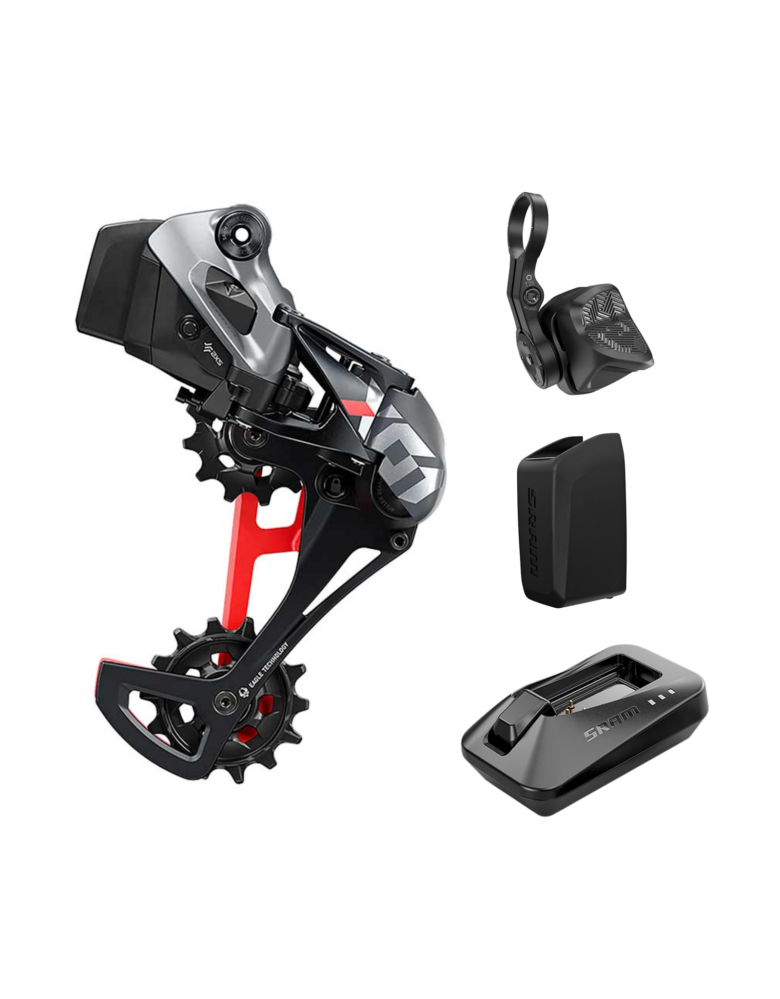 SRAM SRAM X01 Eagle AXS Upgrade Kit, Red, (Rear derailleur, SRAM AXS POD Rocker, Battery, Charger)