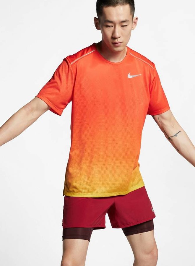 Running top with short sleeves and print for men