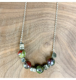 Jasper and Pyrite on 30" Sterling Chain