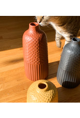 Creative Co-Op Embossed Stoneware Vase Black