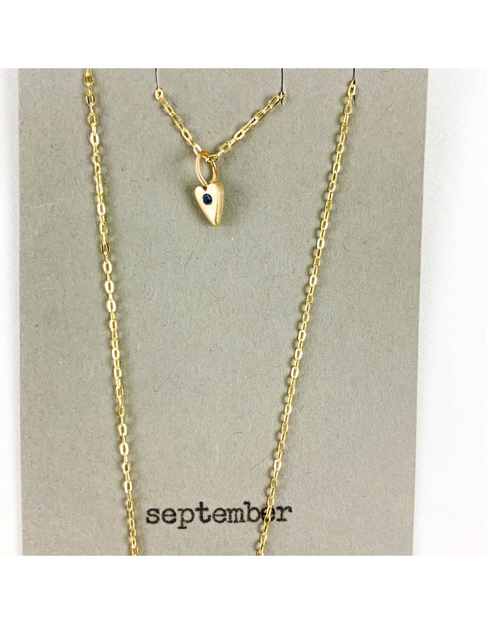 Penny Larsen September Necklace/ Sapphire Gold Chain Birthstone