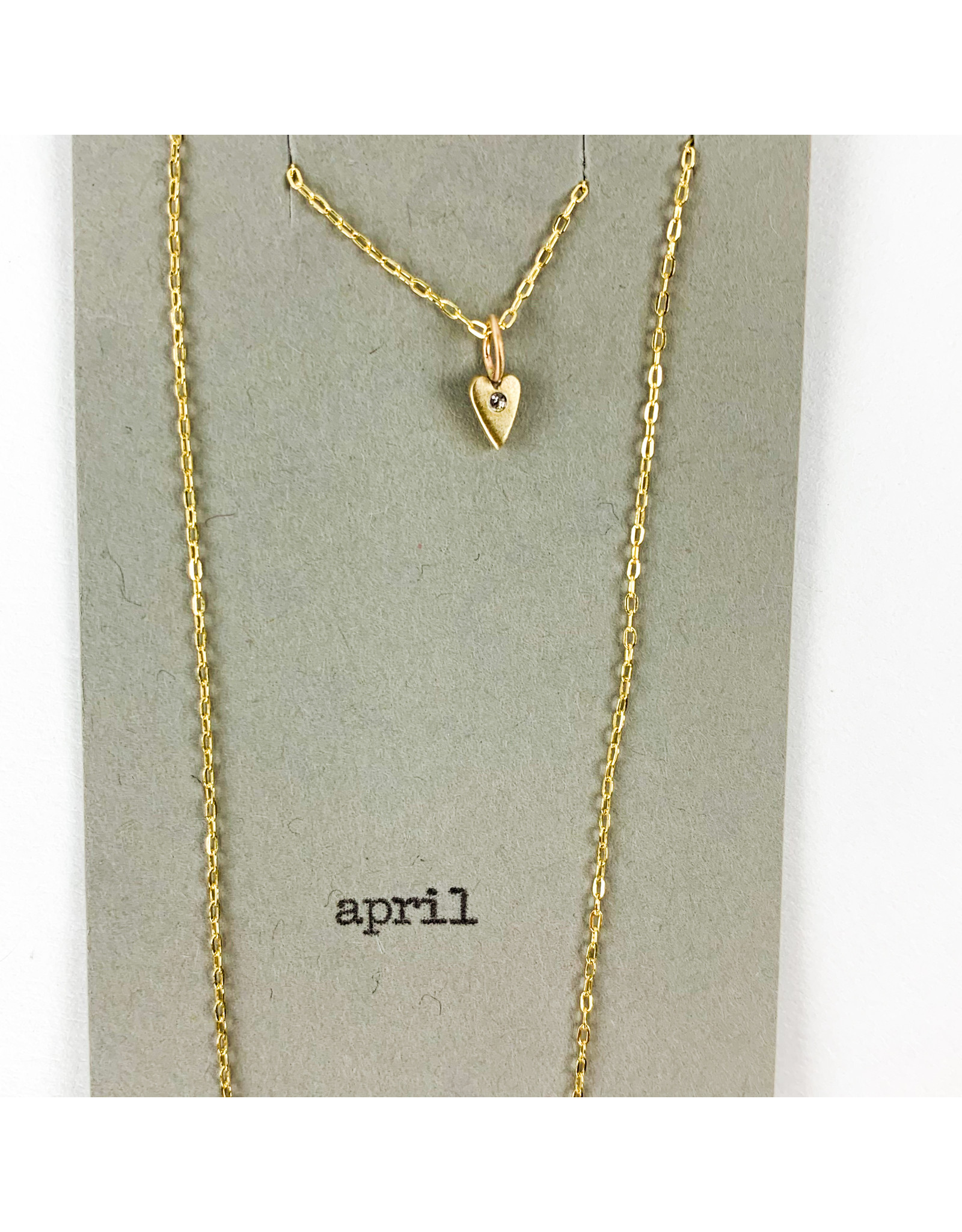 Penny Larsen April Necklace/ Diamond Gold Chain Birthstone