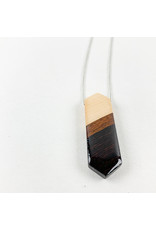 Melinda Wolff-consignment Elongated Wood Hexagon Necklace 18" N40