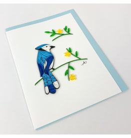 Iconic Quill Shop Blue Jay with Yellow Flower