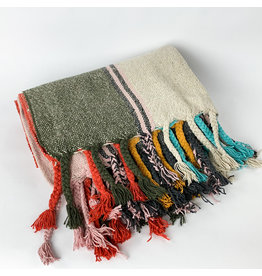 Creative Co-Op Recycled Cotton Striped Throw