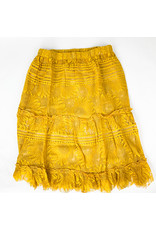 Mystree Mustard Tiered Lace Midi Skirt