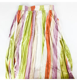 Mystree Multi Color Stripe Pleated Skirt
