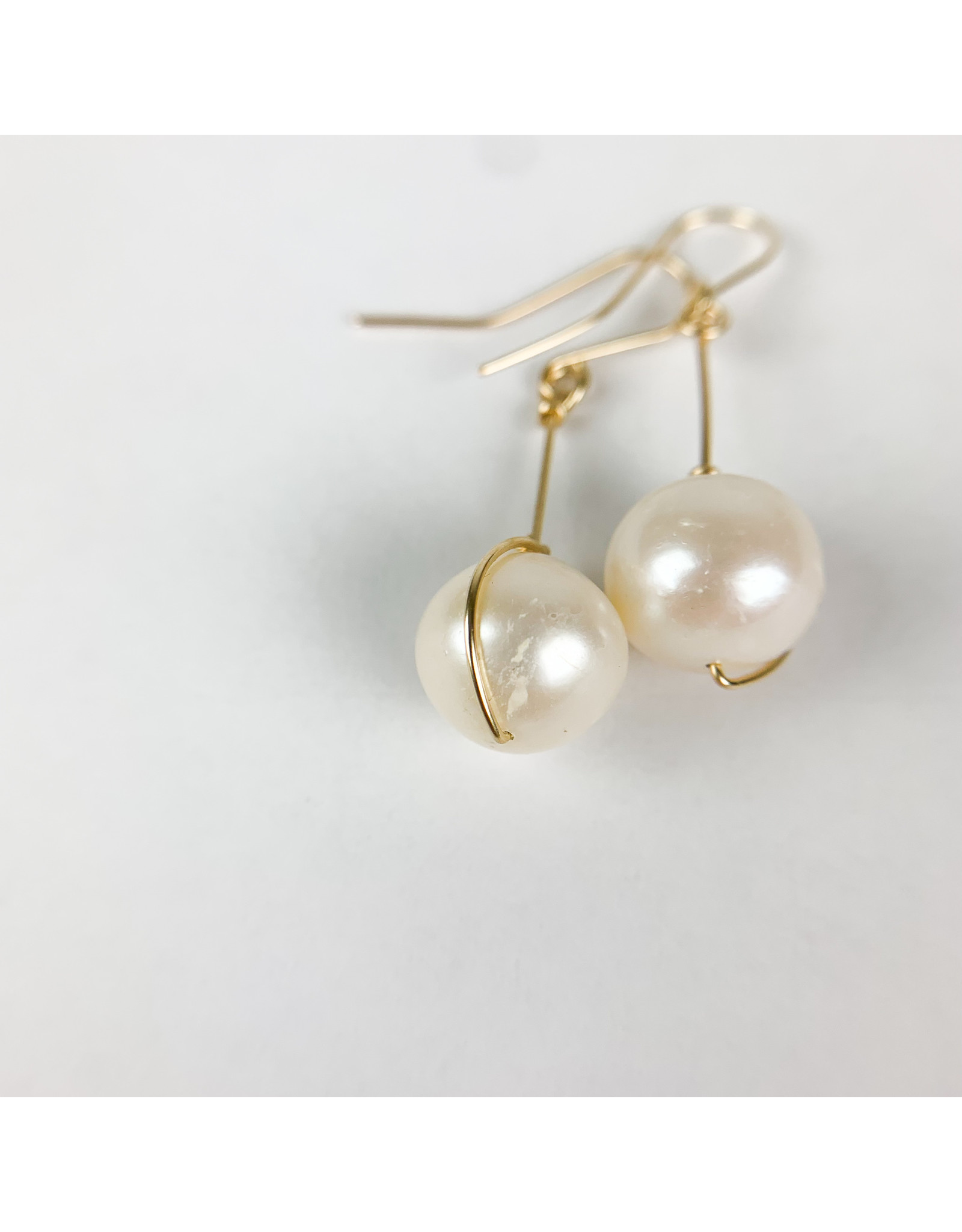 Nicole Collodoro Whitish Pearl Earrings - Gold