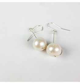 Nicole Collodoro White  Pearl Earring - Silver