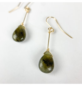 Labradorite Teardrop Earrings Gold