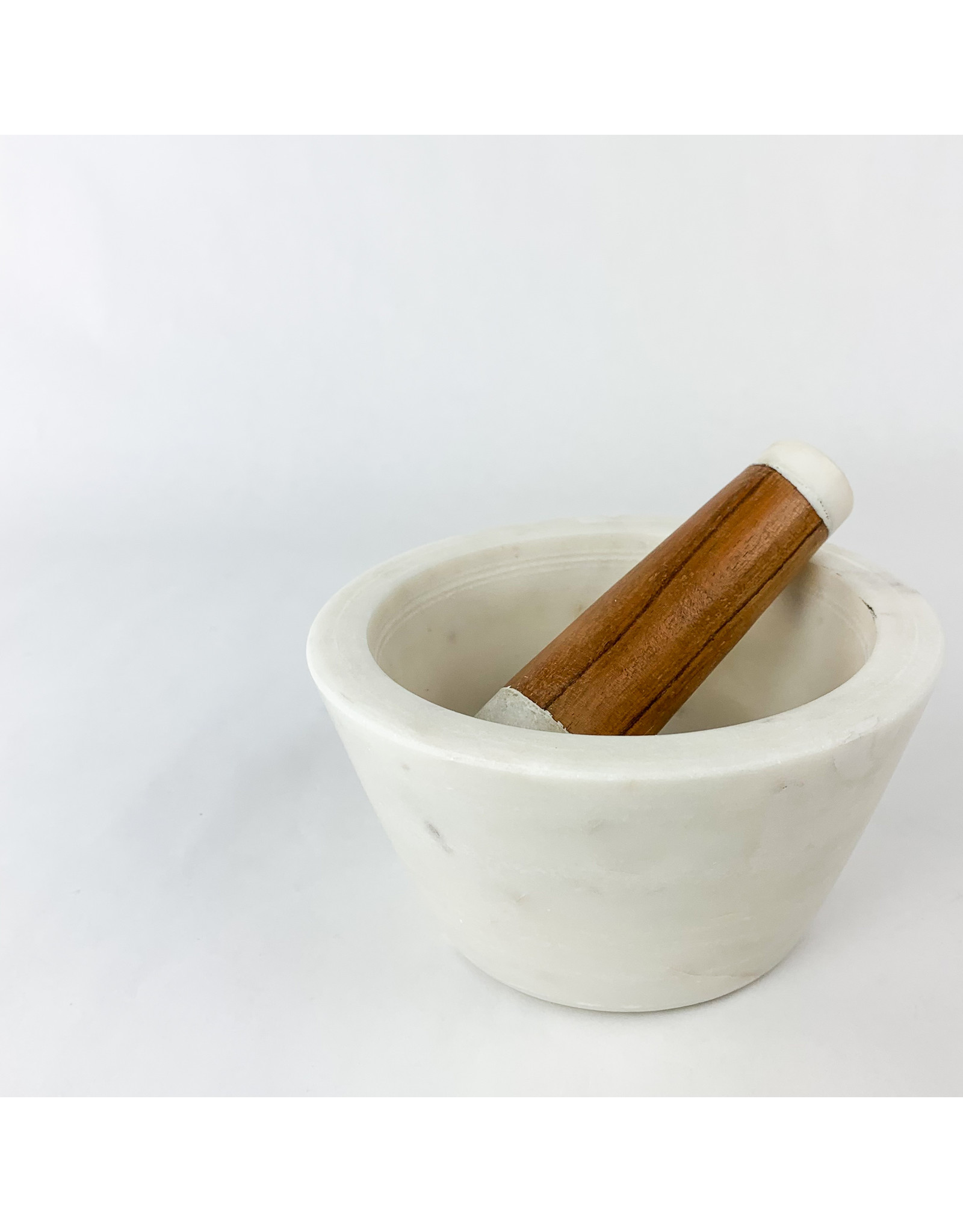 Creative Co-Op Marble and Acacia Wood Mortar and Pestle