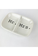 Creative Co-Op Ceramic 2 Section Dish Mr Mrs