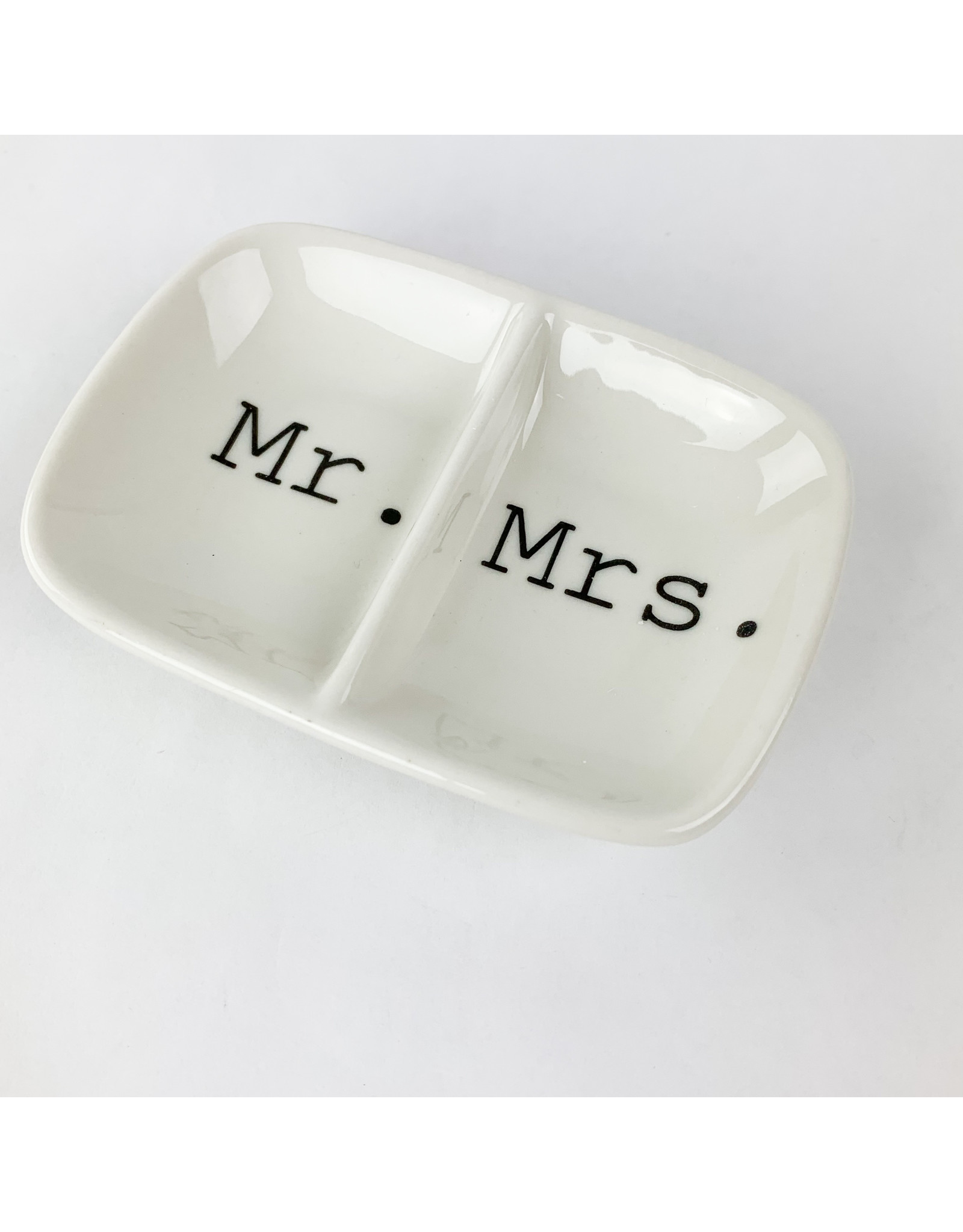 Creative Co-Op Ceramic 2 Section Dish Mr Mrs