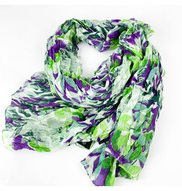 Handpainted flower scarf-purple