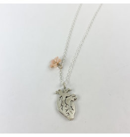 Penny Larsen PLMOPSS Anatomical  Heart with Flower -Sterling