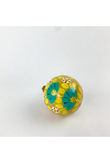 Creative Co-Op Chartreuse Floral ball Ornament