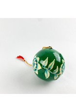 Creative Co-Op Green Floral Ball Ornament