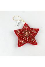 Creative Co-Op Velvet Star Ornament Red Flake
