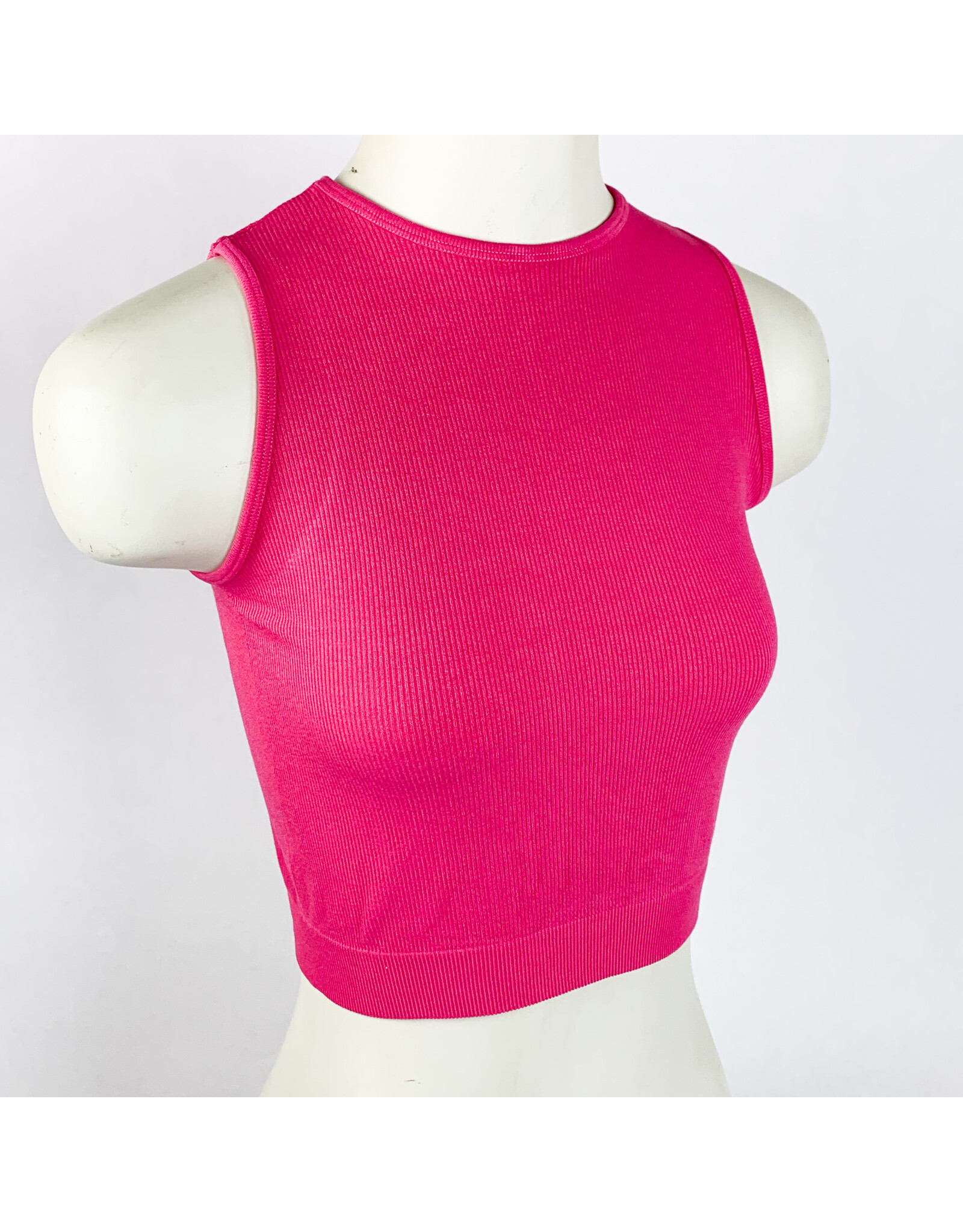 Bamboo Rib High Neck Fushia