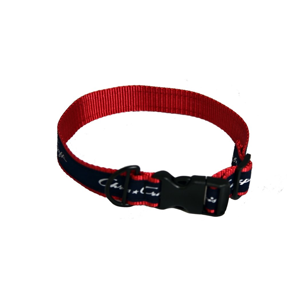 Chris Craft Chris Craft Dog Collar - Red Nylon Web with Navy Ribbon