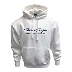 Hoodie Fleece Pullover Classic Logo Embroidered White