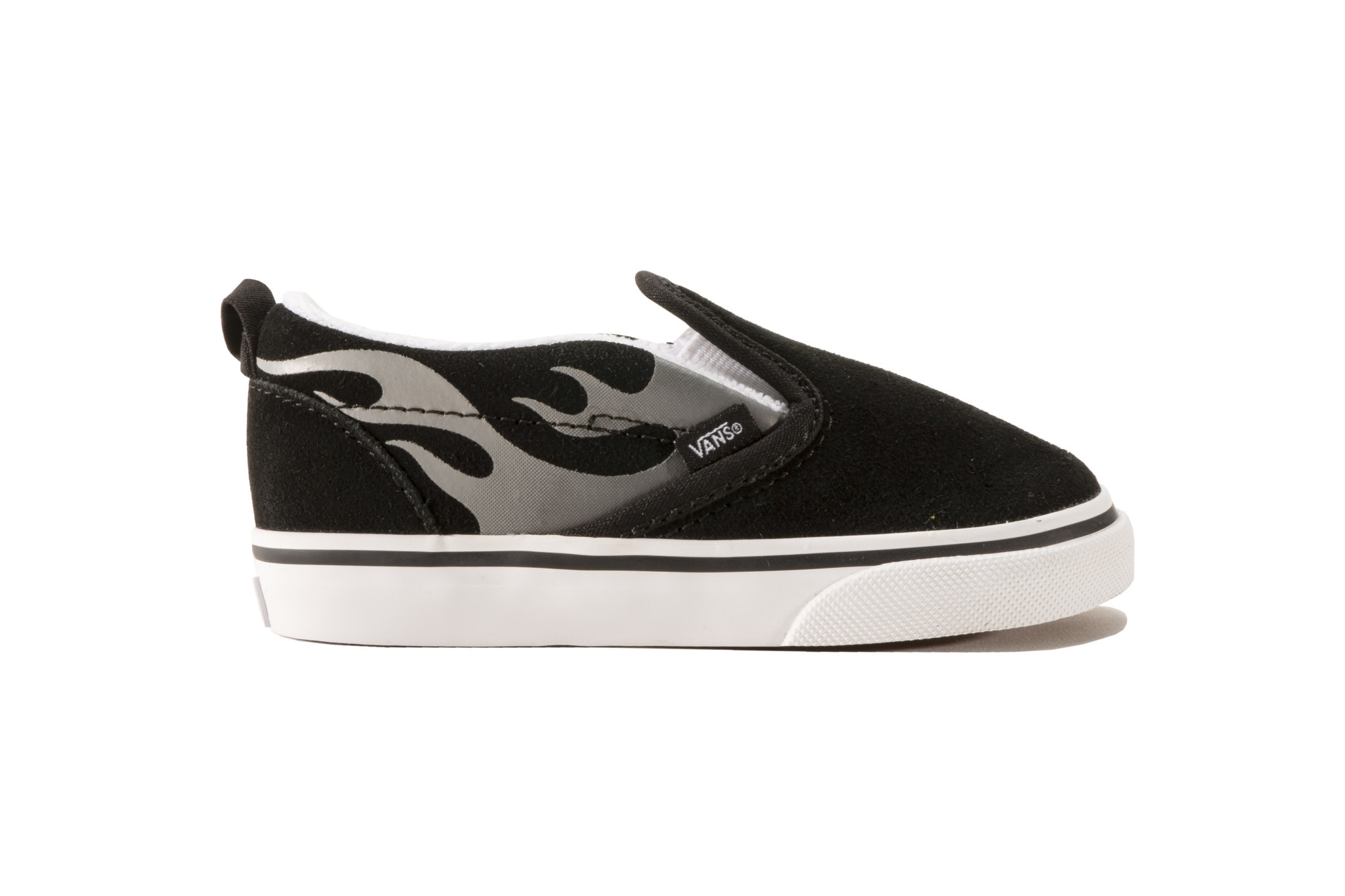 vans slip on suede flame