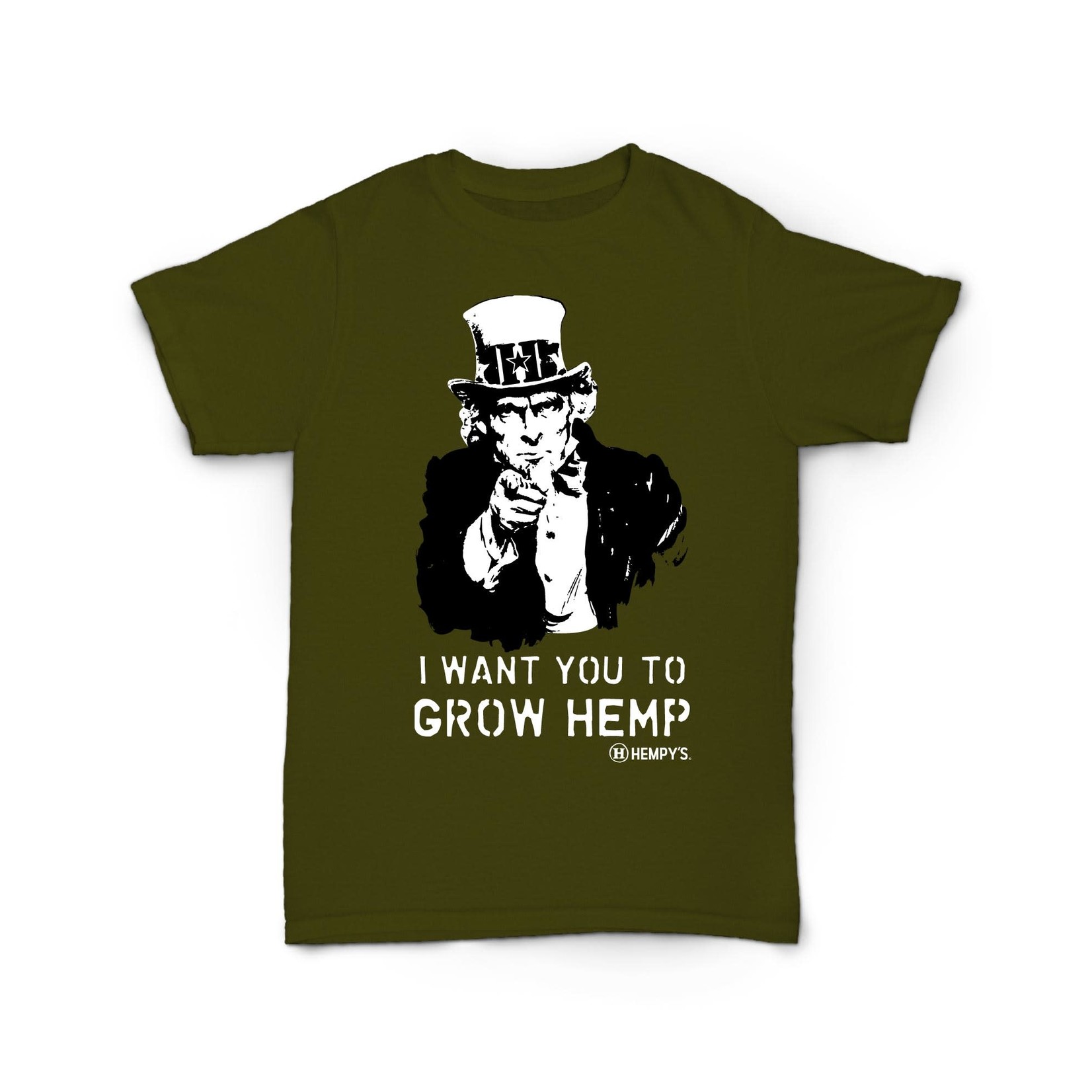 Hempy's Hemp T Shirt Uncle Sam Green