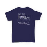 Hempy's Hemp T Shirt Save the Humans Blue