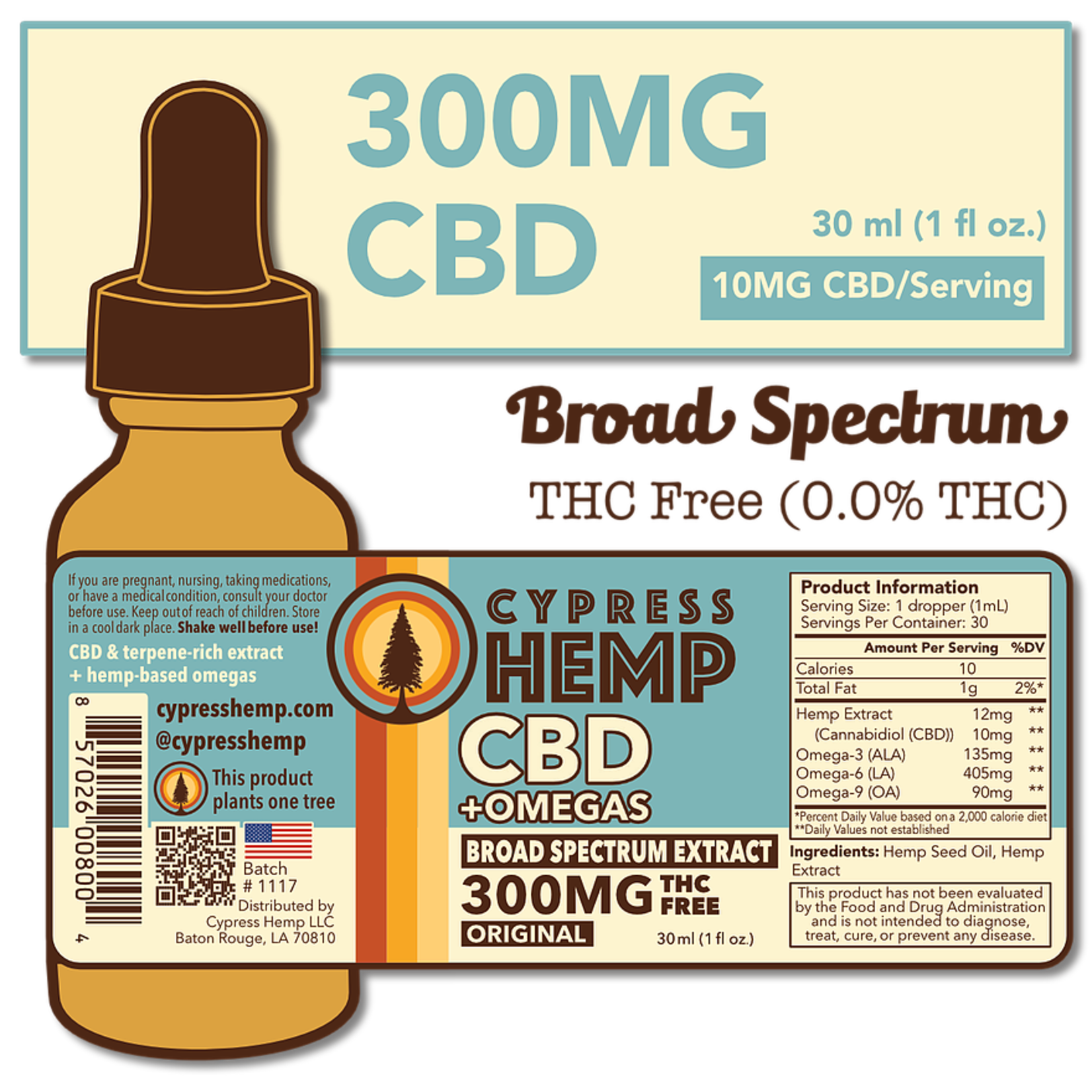 Cypress Hemp CBD + Omegas Broad Spectrum 300mg