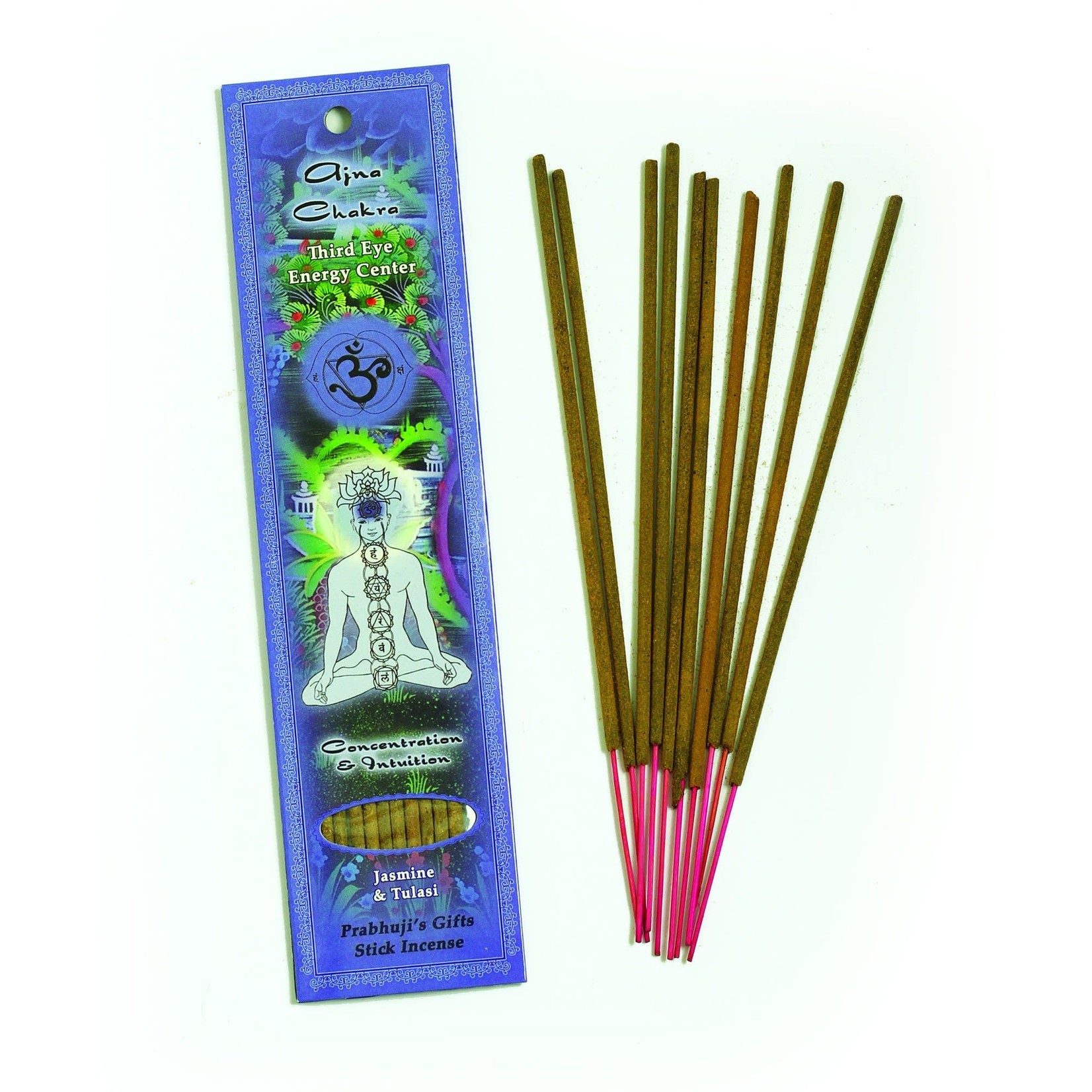 Prabhujis Gifts Third Eye Chakra Anja - Concentration and Intuition Incense Sticks