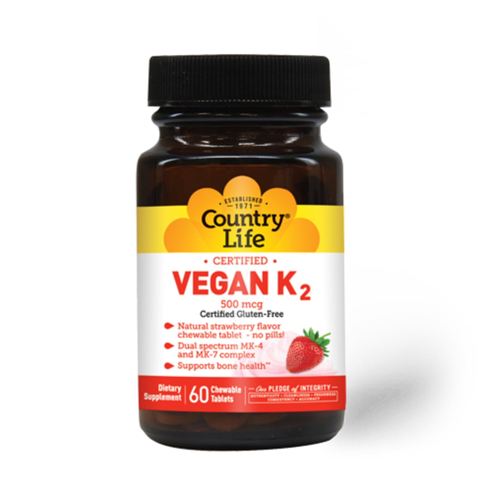 Country Life Country Life Vegan K2 500mcg 60 Chewable Tablets