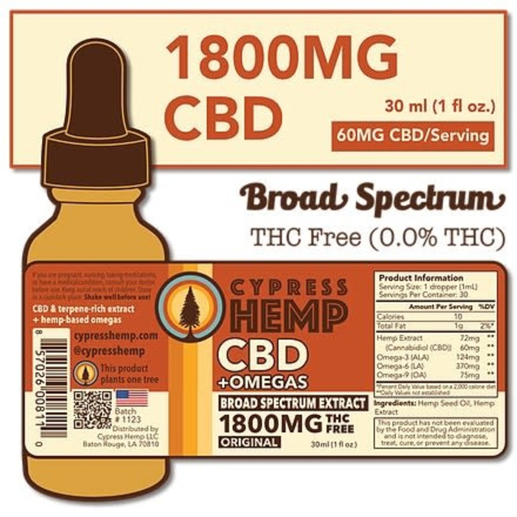 Cypress Hemp Cypress CBD Broad Spectrum Extract 1800mg