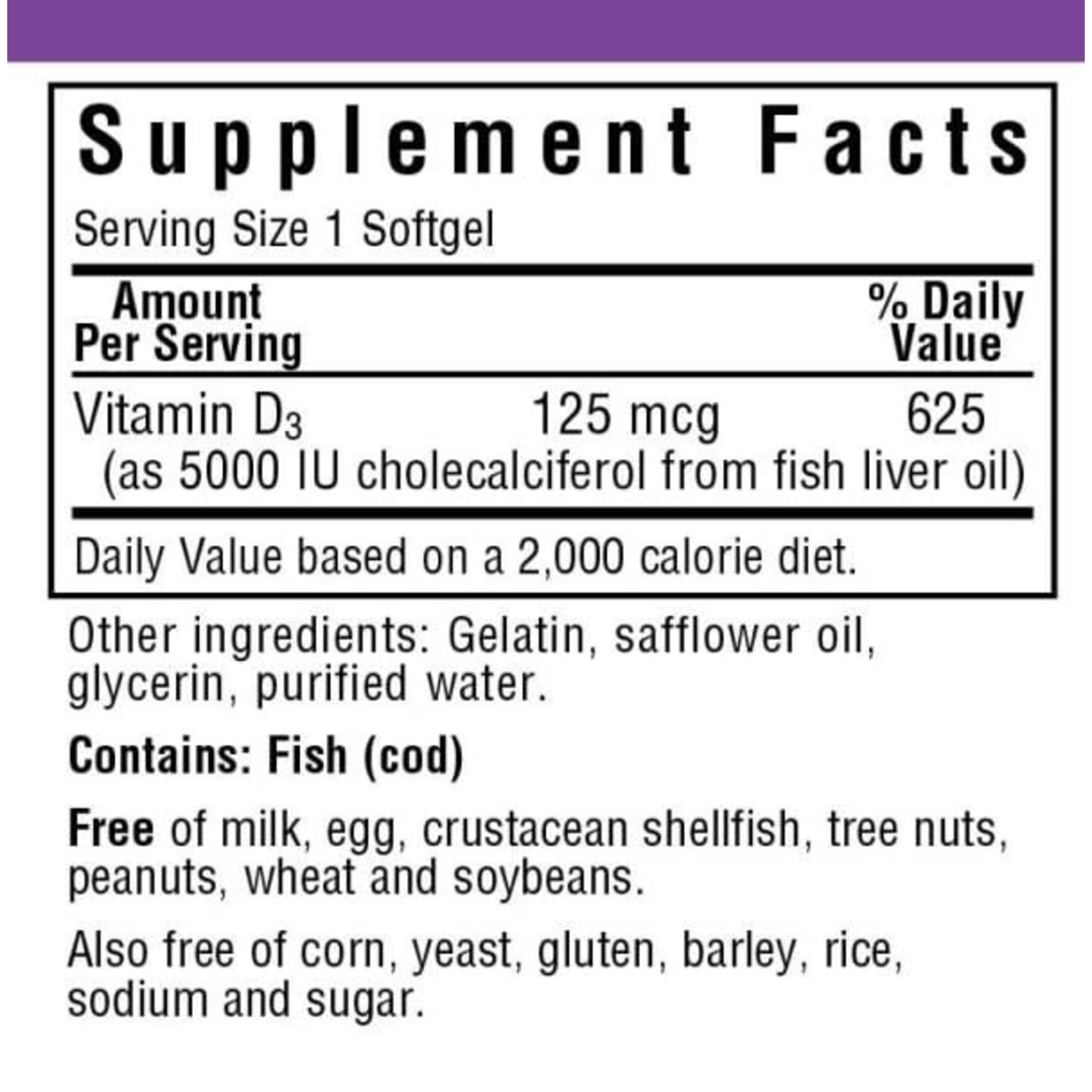 BlueBonnet Bluebonnet Vitamin D3 5000IU 100 Softgels