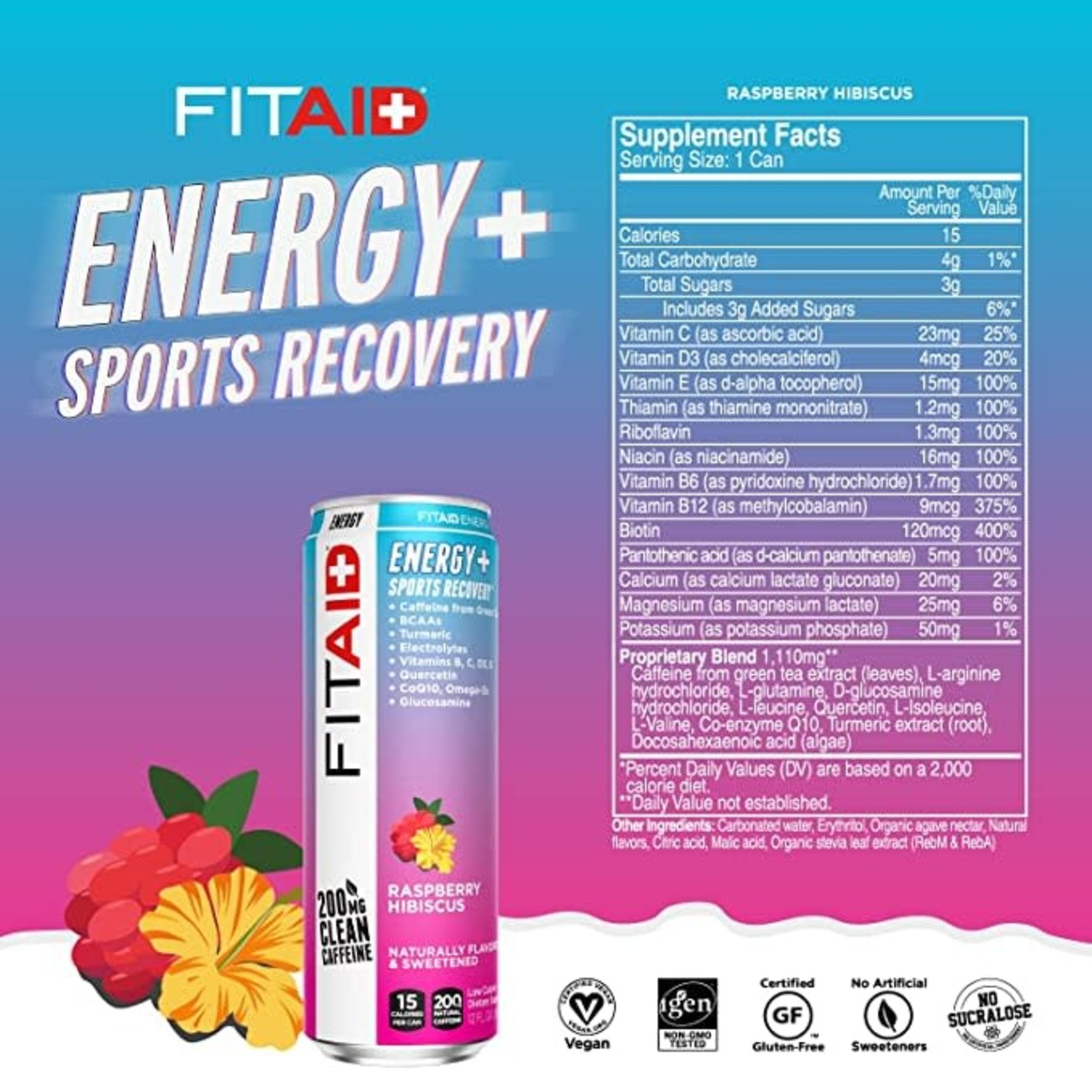 LifeAid FitAid Energy Naturally Flavored & Sweetened 12oz