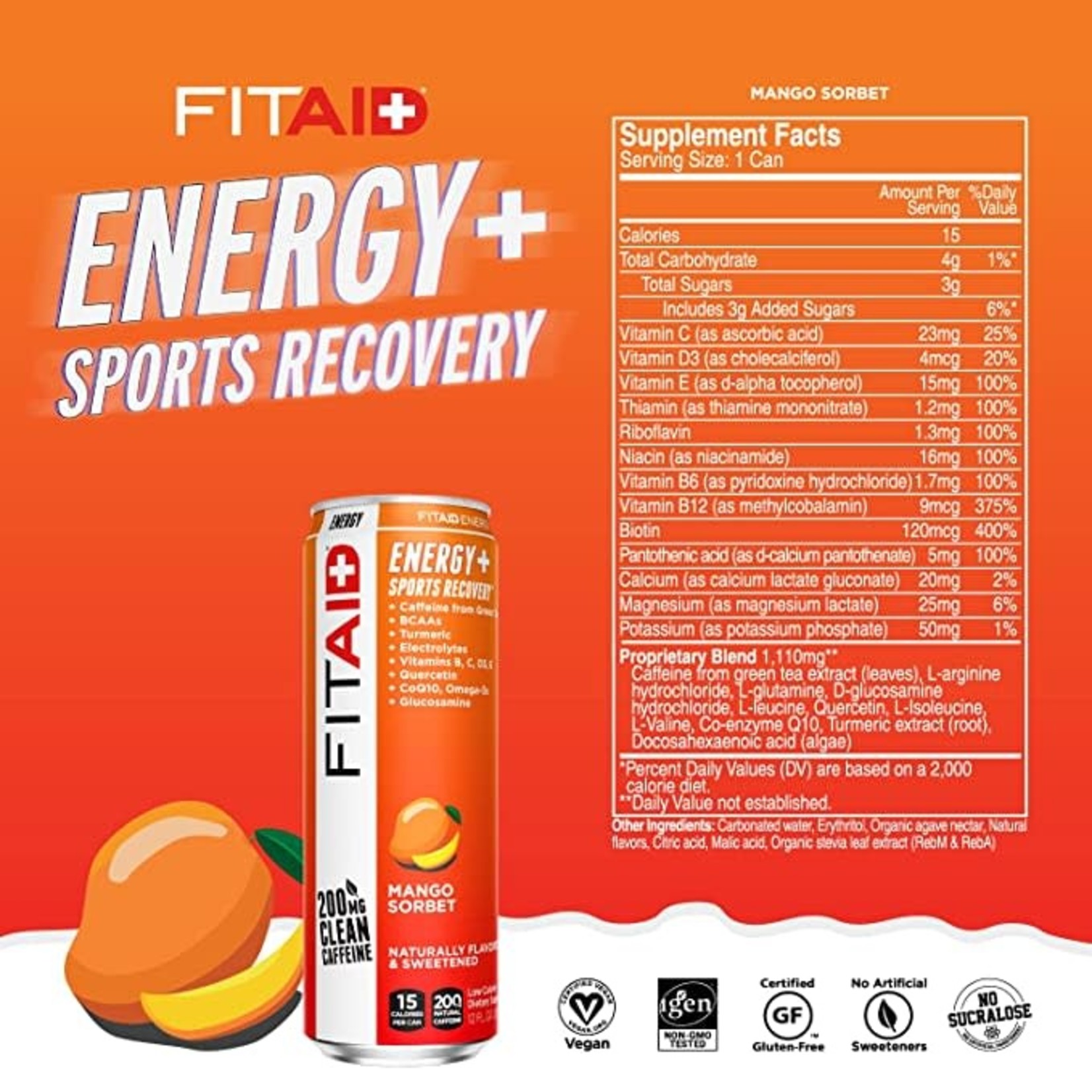 LifeAid FitAid Energy Naturally Flavored & Sweetened 12oz