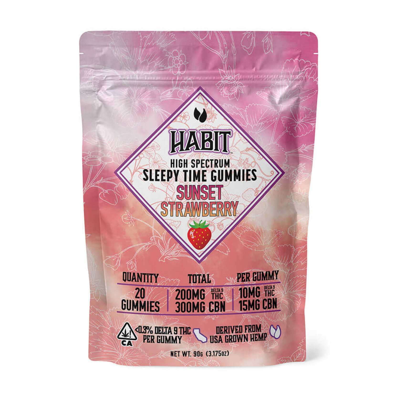 Habit Habit Deep 200mg Delta 9 300mg CBN Sleep Sunset Strawberry Gummies 20t