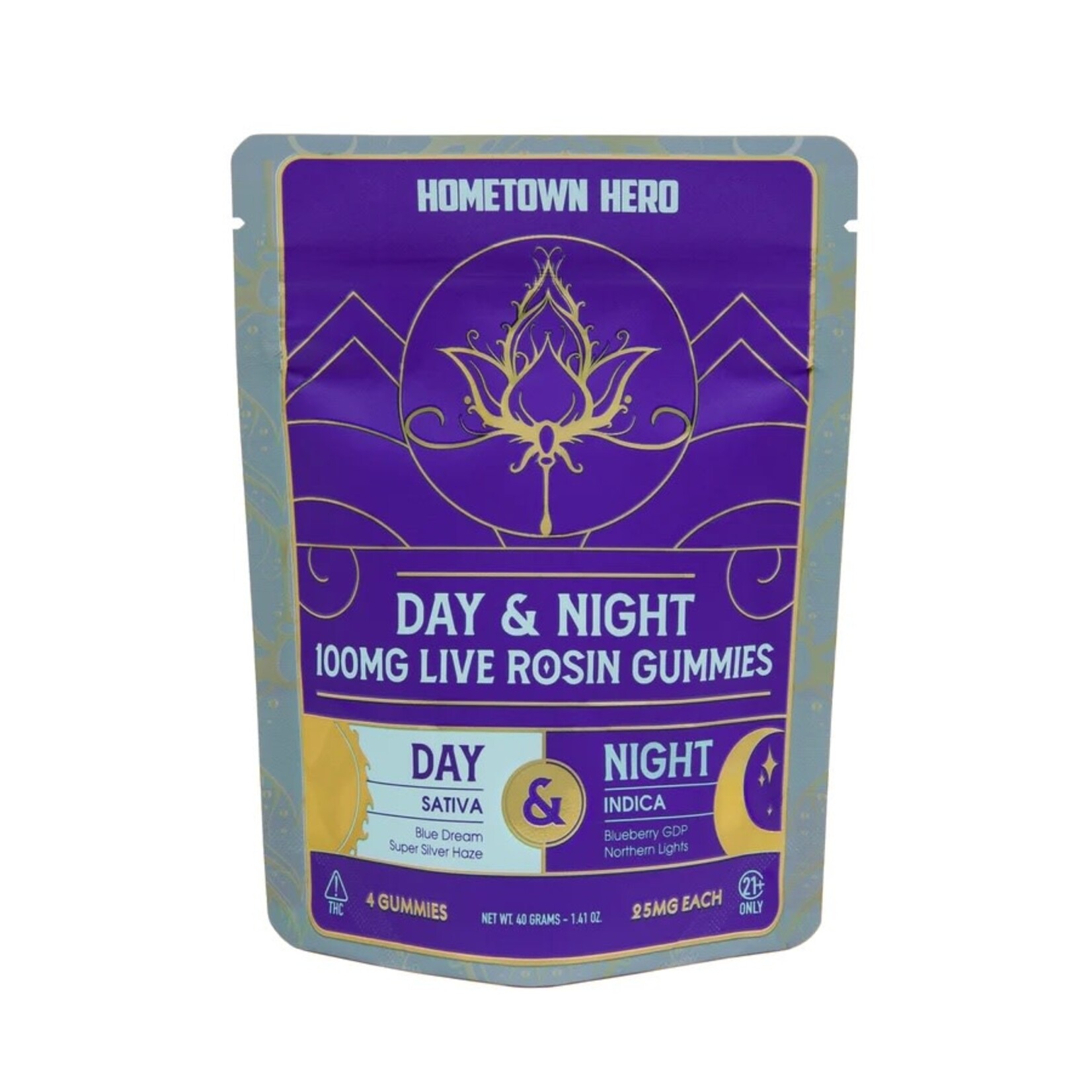 Hometown Hero Hometown Hero Delta 9 Live Rosin Day Night Gummies 100mg pack