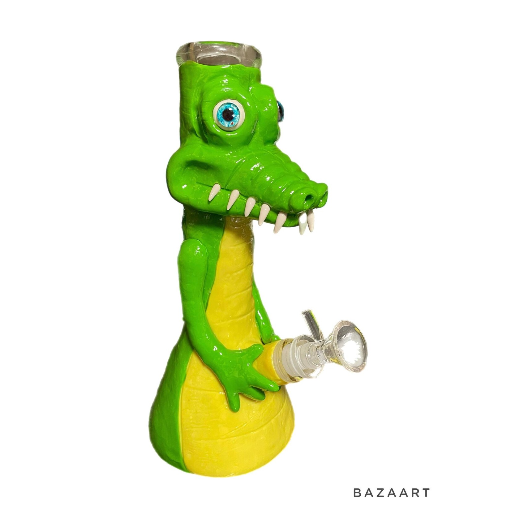 Alligator 11" Hand Painted Beaker Water pipe