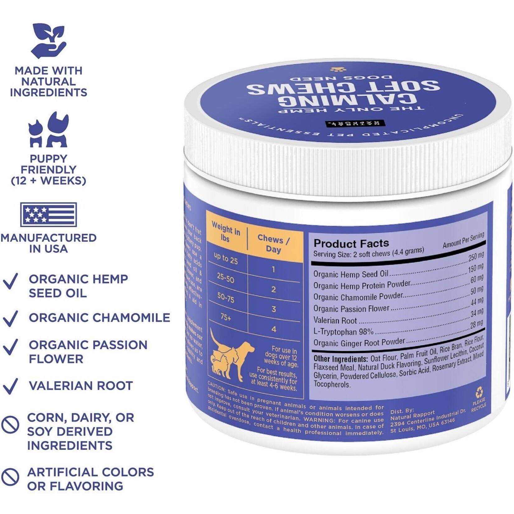 Natural Rapport Natural Rapport The only HEMP Calming Soft Chews Dogs Need 120ct