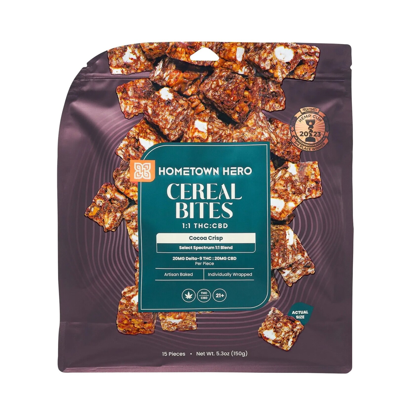 Hometown Hero Hometown Hero 20mg Delta 9 THC & 20mg CBD Cocoa Cereal Bites 300mg