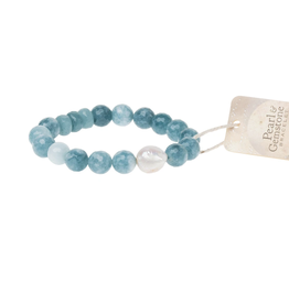 Pearl and Sea Blue Agate bracelet